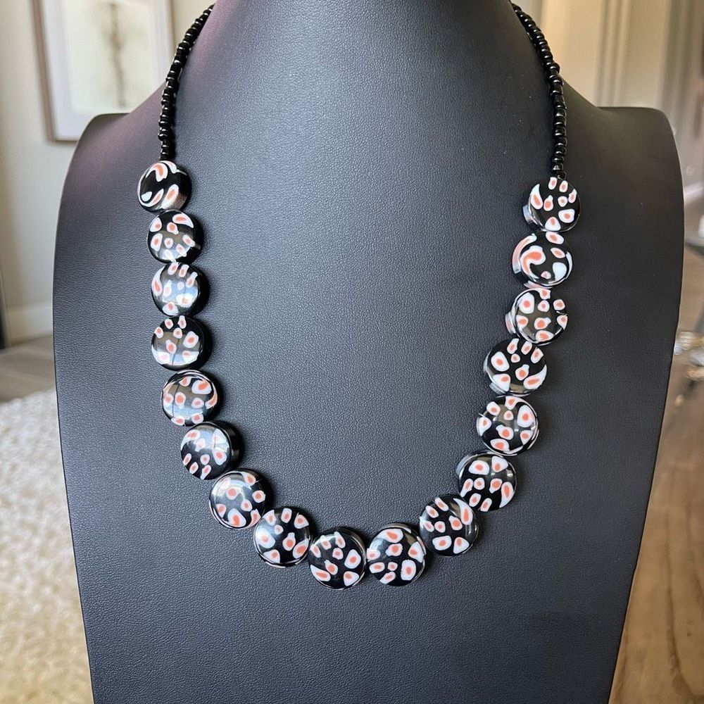 You & I Jewelry Brand Signed Multi Color Plastic Beaded Necklace 18” Adjustable